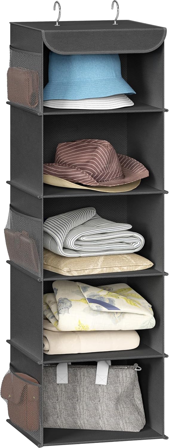 Simple Houseware 6 Shelf Hanging Closet Organizer, Gray