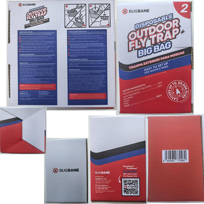 Fly Traps Outdoor Fly Trap for Patio. 4 Large Non-Toxic Pre-Baited Flies Bags Outdoor Disposable. Big Hanging Bug Catchers for All Filth Flies Killer for Outside Bug Control in Yard Horse Ranch.