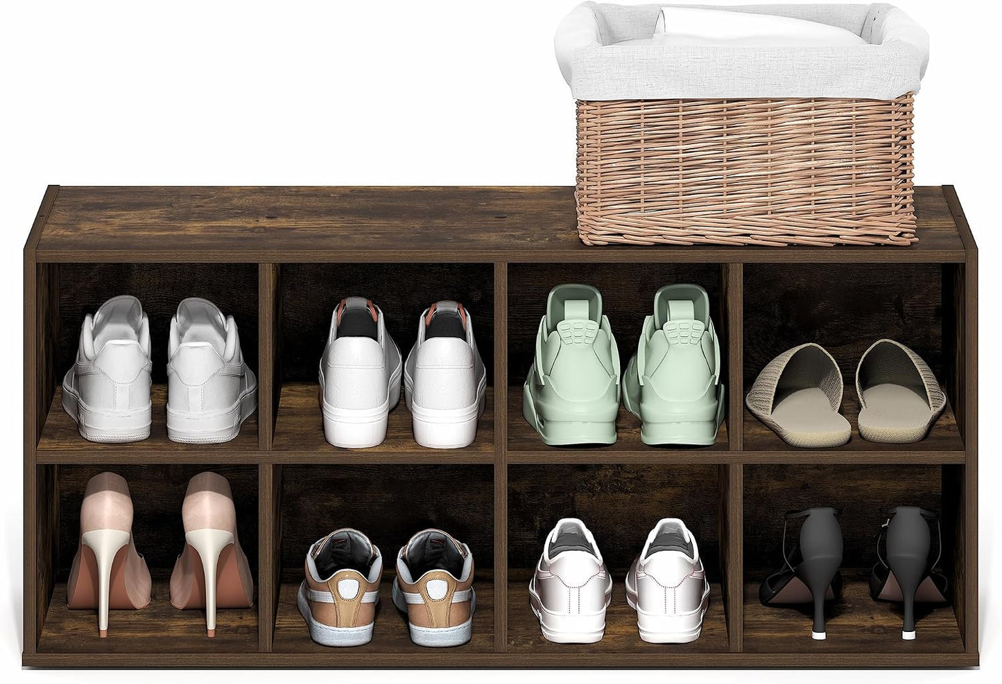 Furinno FANO Shoe Rack, 24-Inch Width 2-Tier Shoe Organizer, Stackable Shoes Storage, 11.7 x 24.2 x 11.7, for Closet Entryway, Office, Garage, Amber Pine