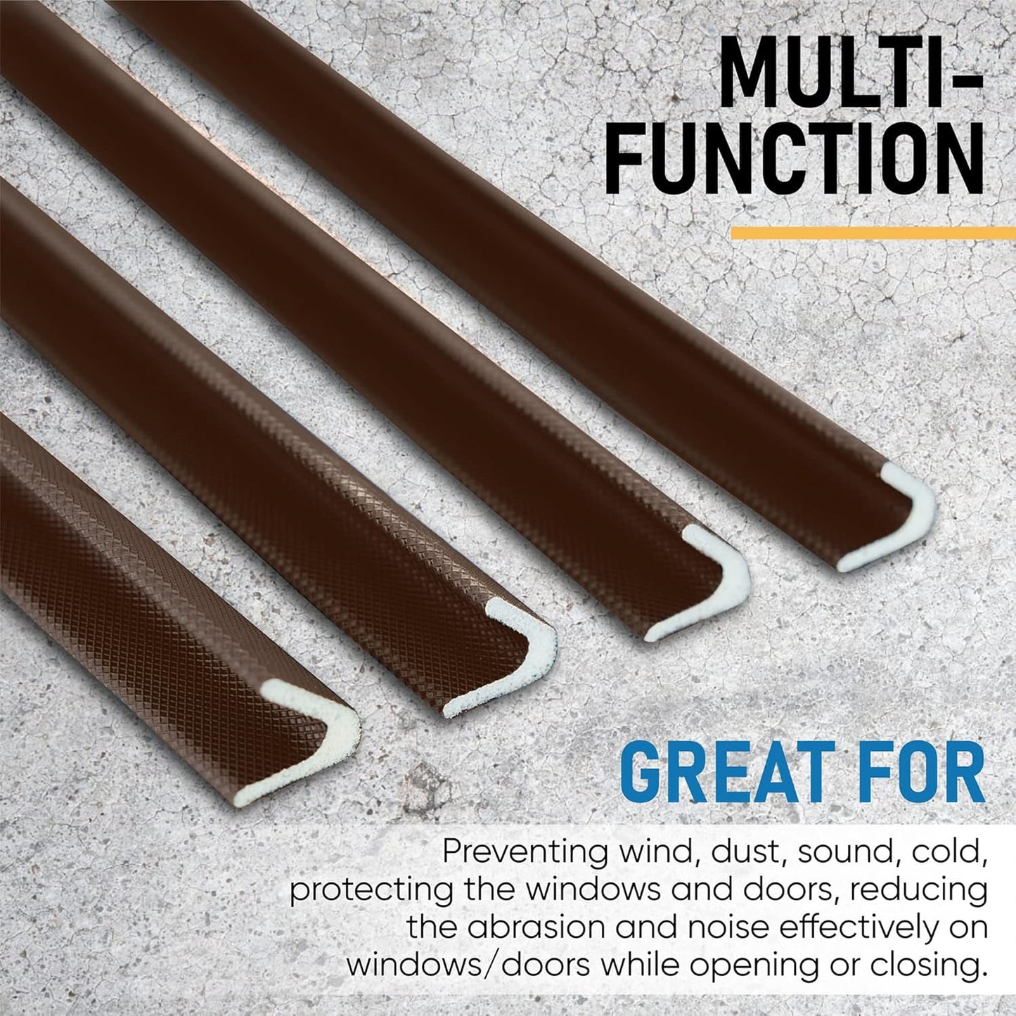 Adhesive V Shape Weatherstrip, Weather Stripping Door Seal Strip Foam Door Frame Insulation Side Jamb Bottom Groove Gap Filler Soundproof V Weatherstripping (Black, 1/2 in x 1/2 in x 26 Ft)