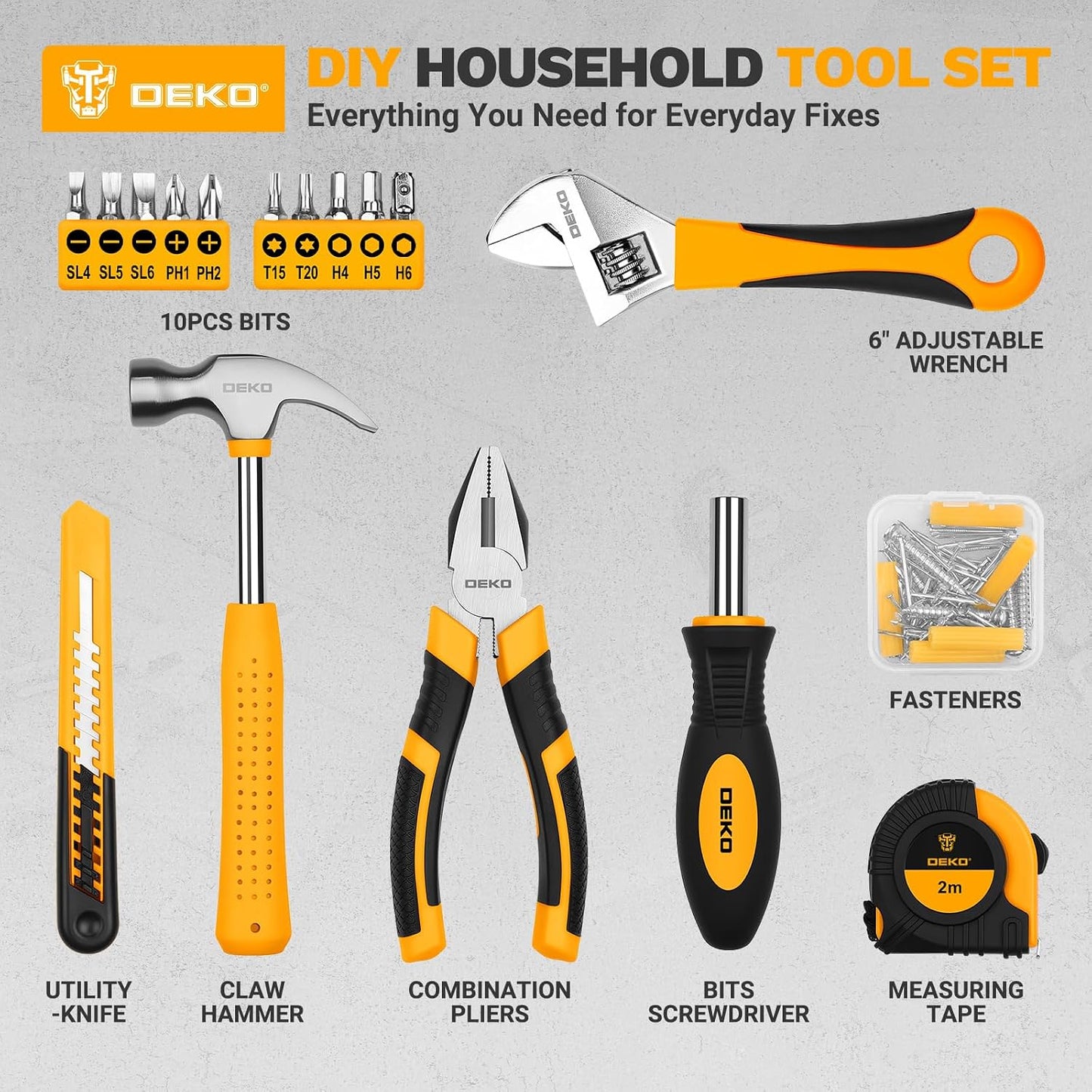 DEKOPRO 86PCS Pink Tool Set Household DIY Tool Kit for Women with Storage Toolbox, Small Compact Hand Tool Box Set for Home Use, DIY, Apartment, Office & Home Repair