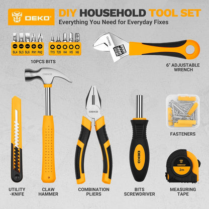 DEKOPRO 86PCS Pink Tool Set Household DIY Tool Kit for Women with Storage Toolbox, Small Compact Hand Tool Box Set for Home Use, DIY, Apartment, Office & Home Repair