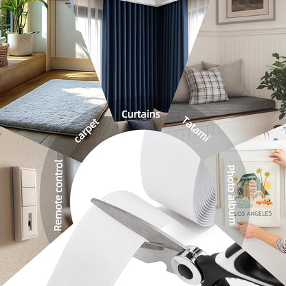 3 Inch x 20 Feet Adhesive Hook and Loop Tape, Nylon Heavy Duty Interlocking Tape, White Self Adhesive Hook and Loop Roll for Screen Window Sofa Cushions Carpet Wall Hanging