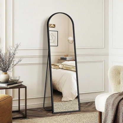 FICTOR Arched Full Length Mirror 15" x 56", Full Body Floor Mirror with Adjustable Stand, Free Standing Mirror with Aluminum Frame for Bedroom, Living Room, Cloakroom, Gold