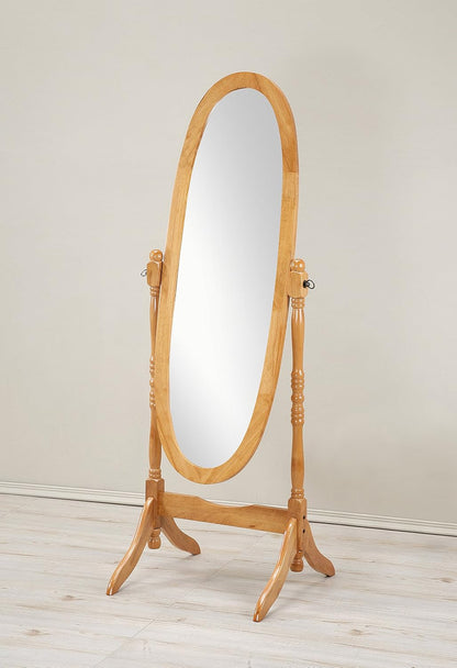 Roundhill Furniture Traditional Queen Anna Style Wood Floor Cheval Mirror, Cherry Finish