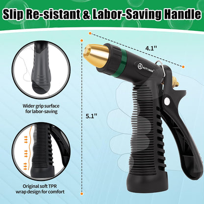 AUTOMAN Garden Hose Nozzle - 100% Metal High Pressure Spray Nozzle, Adjustable Spray Patterns, Labor-Saving, Heavy Duty for Garden Watering, Car Washing, Window Cleaning, Pets Showering