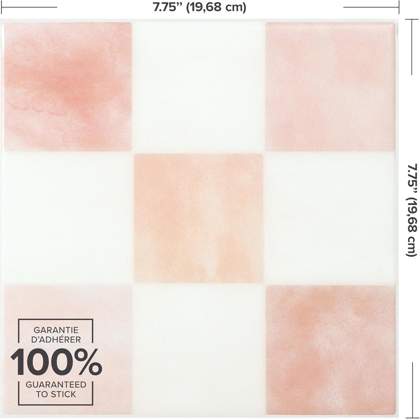 SMART TILES Peel and Stick Backsplash - 5 Sheets of 7,75" x 7,75" - 3D Adhesive Peel and Stick Tile Backsplash for Kitchen, Bathroom, Wall Tile, Checkered