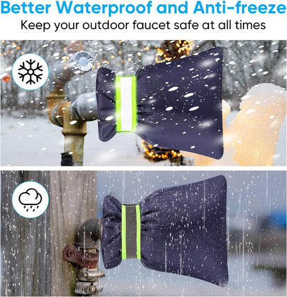 2Pack Outdoor Faucet Covers for Winter - Pro 6.7" W x 8.3" H Outdoor Water Faucet Cover Socks for Winter Freeze Protection Pipe Insulation Reusable Waterproof Insulated Spigot backflow Cover,Black