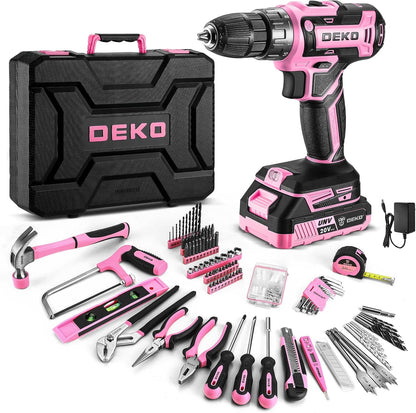 Cordless Drill Tool Kit Set: 20V Power Drill Tool Box with Battery Electric Drill Driver for Men Home Hand Repair Basic Toolbox Tools Sets Drills Case