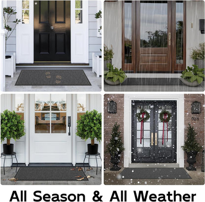 Front Door Mat Indoor Outdoor, 48" x 36" Non Slip Welcome Doormat for Entryway, Heavy Duty Low Profile Entrance Rug for High Traffic Areas, Patio, Outside Entry, Yard, Porch Waterproof