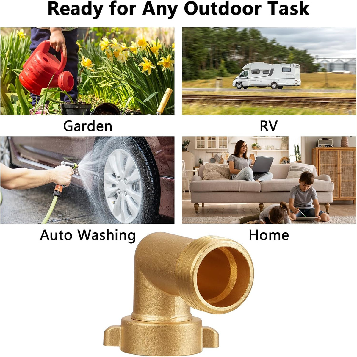 Garden Water Hose Splitter - RV Water Splitter 2 Way Heavy Duty Brass Spigot Hose Splitter - Outdoor Y Hose Bib 2 Valves with 2 Extra Rubber Washers for 3/4" Hose Connector (Blue)
