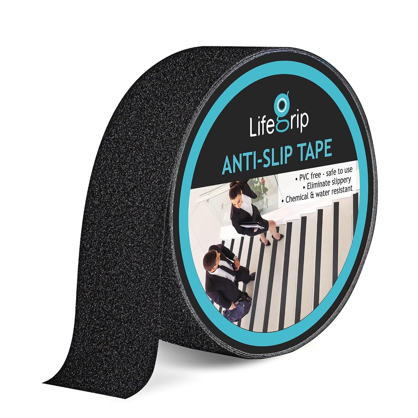 Lifegrip Anti Slip Tape, 4 Inch x 15 Foot Non-Slip Traction Grip Tape for Stairs, Waterproof Stair Treads Grip Non Slip, Non Skid Tape for Steps, Outdoor Black Grip Tape (4" X 15')