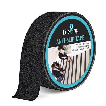 Lifegrip Anti Slip Tape, 4 Inch x 15 Foot Non-Slip Traction Grip Tape for Stairs, Waterproof Stair Treads Grip Non Slip, Non Skid Tape for Steps, Outdoor Black Grip Tape (4" X 15')