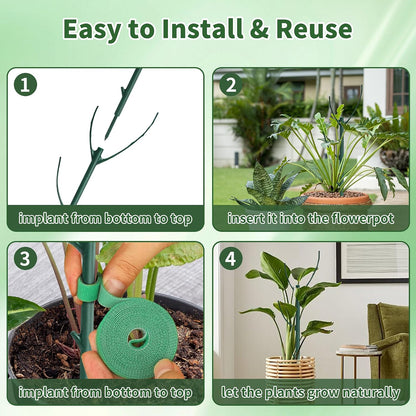 10 Pack Stackable Plant Monstera Support Stakes Heavy Duty Adjustable Garden Support Stakes for Indoor Outdoor Climbing Plants, Potted Plants, Vine, Tomato, Flower, Reusable Plant Holders