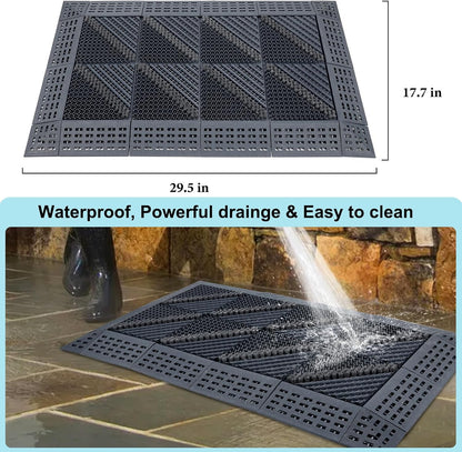 Heavy Duty Boot Scraper Mat 29.5x17.7 Inch | Heavy duty all weather shoe scrubber, scrapes mud, sand and snow, ideal for porch, garden and outdoor entryways