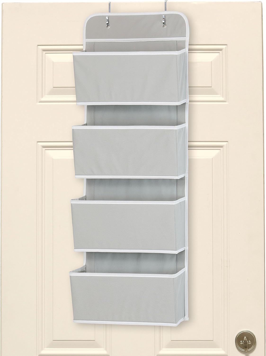 Simple Houseware 4 Pocket Over the Door Wall Mount Hanging Organizer, Grey