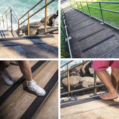 Anti Slip Tape with Glow in Dark Stripe for Stairs, 6”x35ft, Grip Tape for Stairs Steps for Outdoor/Indoor, Waterproof Non Slip Strips for Stair Treads, High Traction, Easy Install