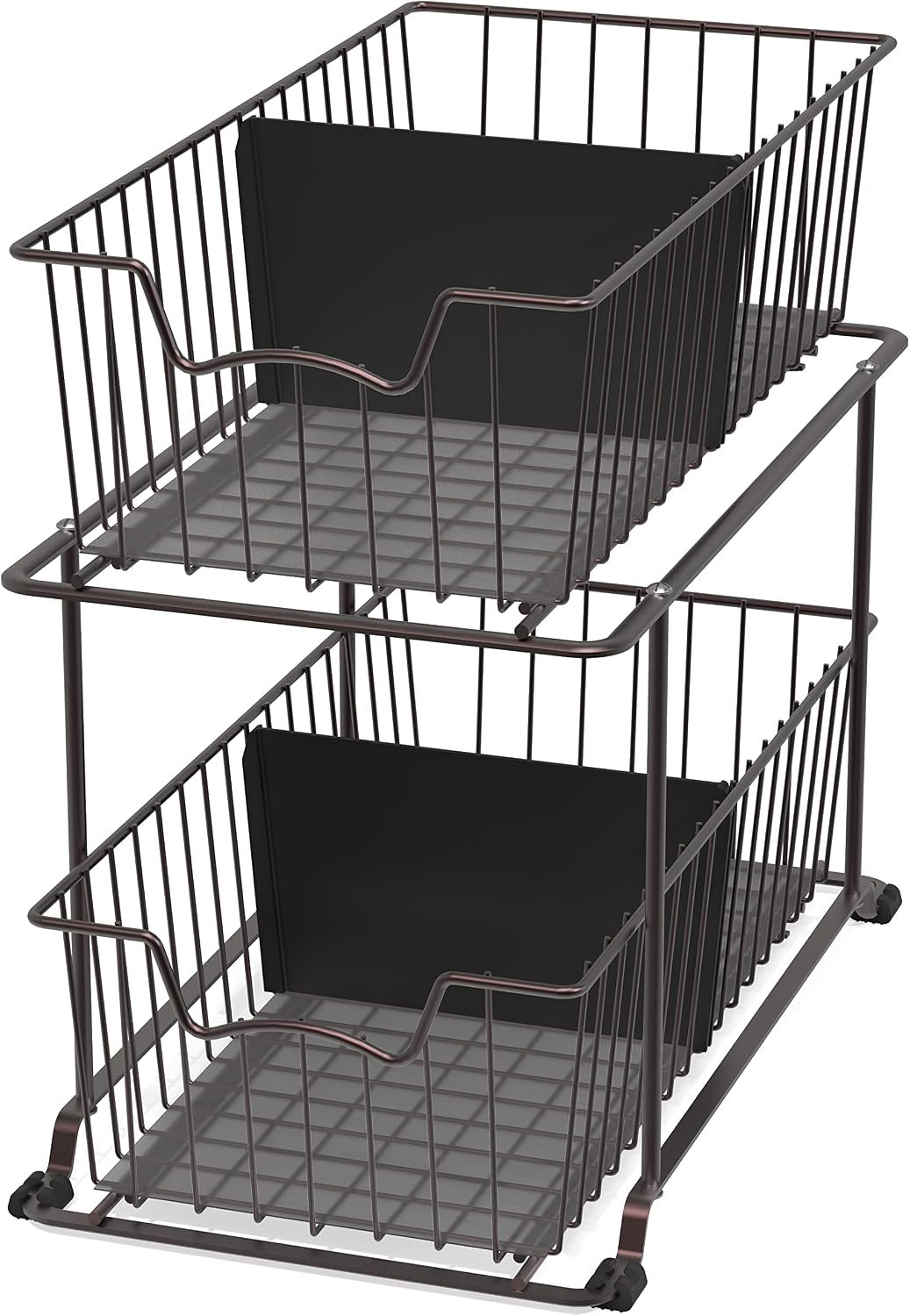 SimpleHouseware 2 Tier Cabinet Wire Basket Drawer Organizer, Brown