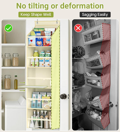 AOODA 2 Pack Over the Door Organizer, Large Capacity Closet Door Hanging Organizer, Clear Deep Pockets Baby Organizer Storage for Nursery, Bathroom, Bedroom, Pantry, Diapers (Grey)