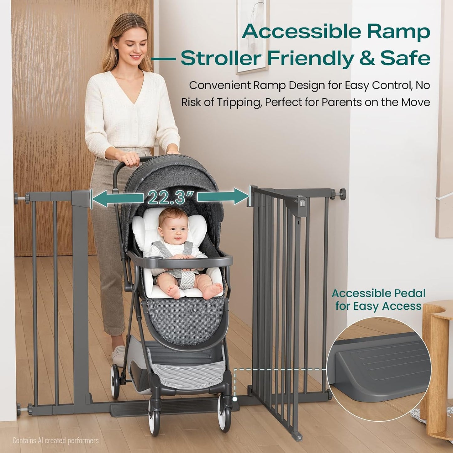 Cumbor 30-46" Baby Gate for Stairs, Mom's Choice Awards Winner-Auto Close Dog Gate for The House, Gifts for Mom, Easy Install Pressure Mounted Pet Gates for Doorways, Black