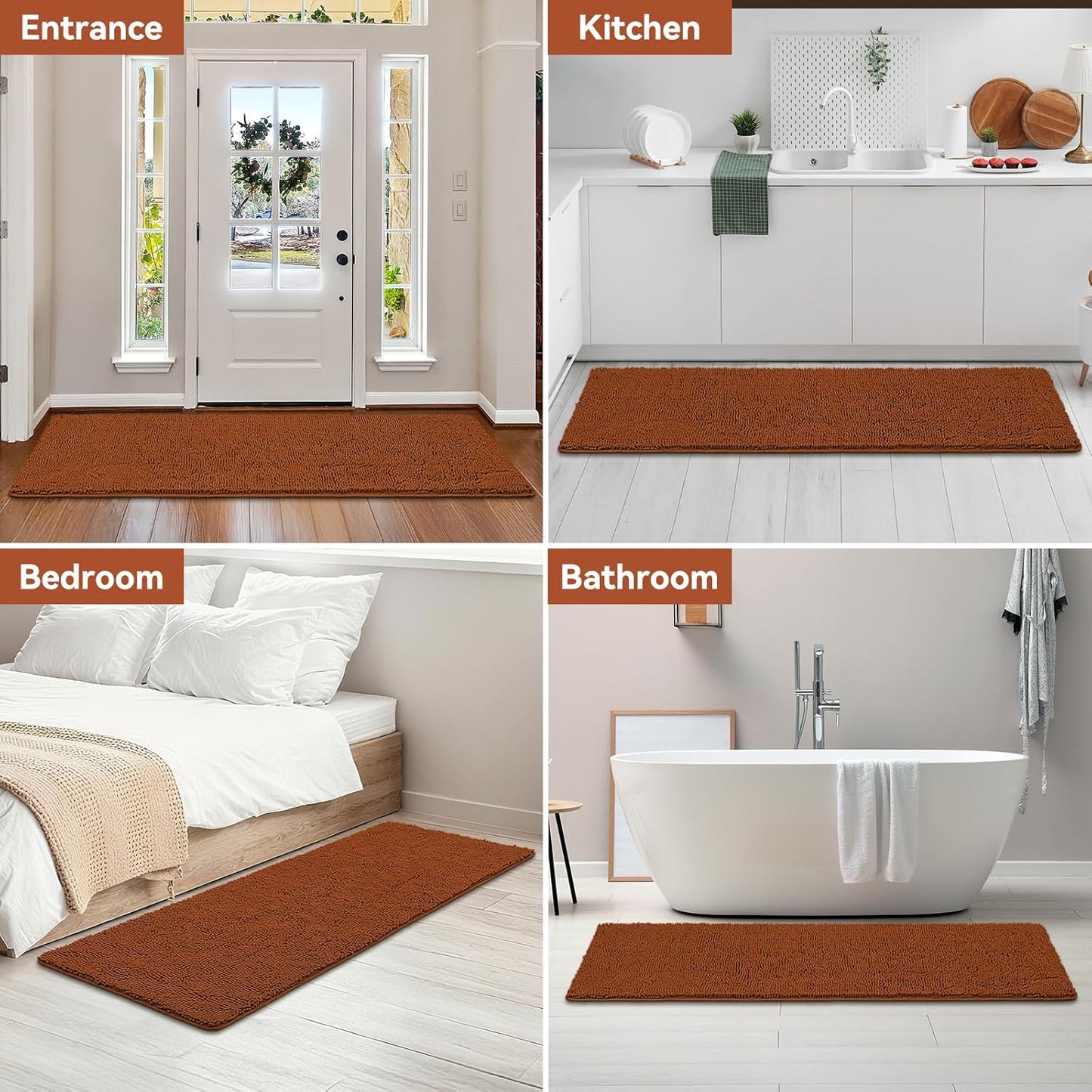 Bcoimo Bathroom Rugs 24x17, Bath Mats for Bathroom Non Slip with Rubber Backing,High Absorbent Microfiber Bath Rugs Quick Drying, Machine Washable, Durable Decor