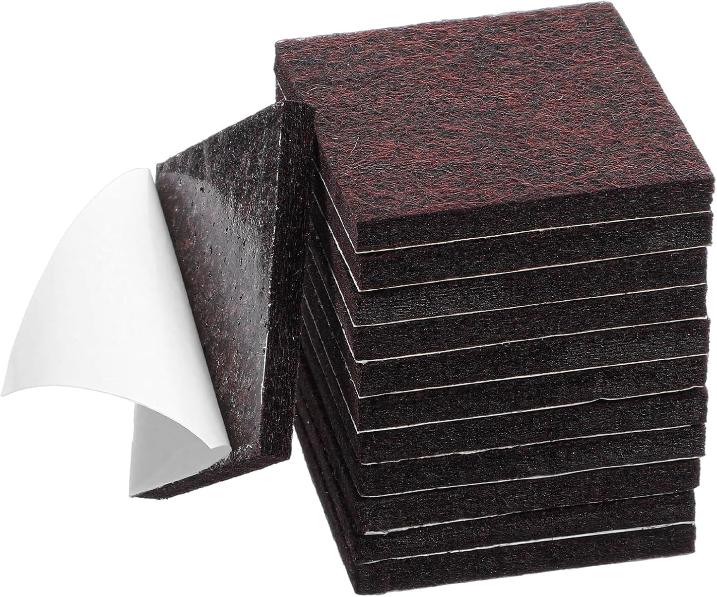 12Pcs 2x2 Inch Square Felt Furniture Pads, Self Adhesive Cuttable Anti Scratch Floor Protectors for Hardwood Floors, Brown
