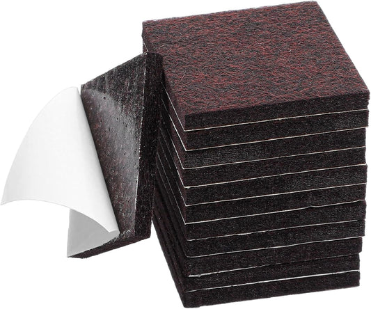 12Pcs 2x2 Inch Square Felt Furniture Pads, Self Adhesive Cuttable Anti Scratch Floor Protectors for Hardwood Floors, Brown