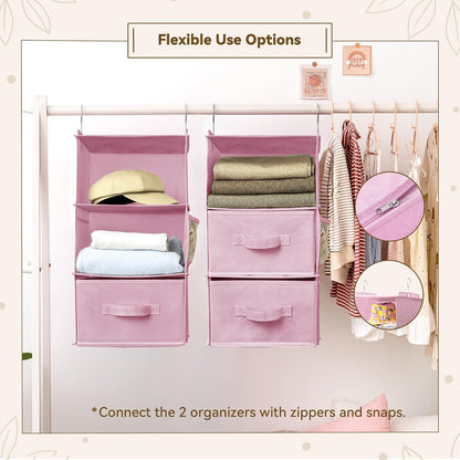 GRANNY SAYS Hanging Closet Organizer 6 Shelves, Closet Organizers and Storage with 5 Drawers, 6 Side Pockets Closet Hanging Organizer, Hanging Storage Organizer for Closet, Baby Clothes, Gray