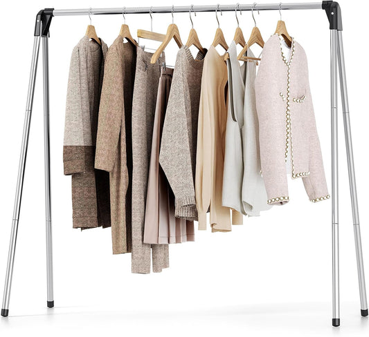 TOOLF 55 Inch Stainless Steel Collapsible Clothes Drying Rack | Drying Rack Clothing, Non Slip Foot Pads, Indoor Outdoor Use, Garments, Sweaters, Towels, Delicate Laundry Daily Wear