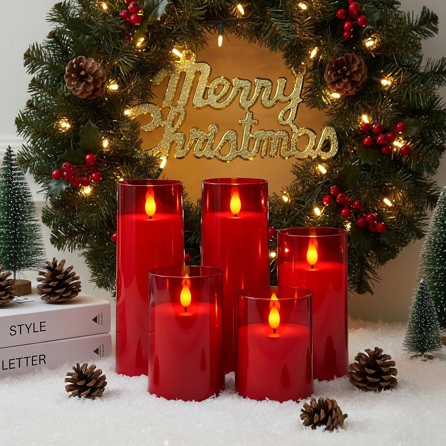 Raycare Flameless Candles Battery Operated with Remote Timer, Acrylic Flickering LED Pillar Candle for Christmas, Wedding, Home Decor, Gift for Family and Friend, White, Set of3
