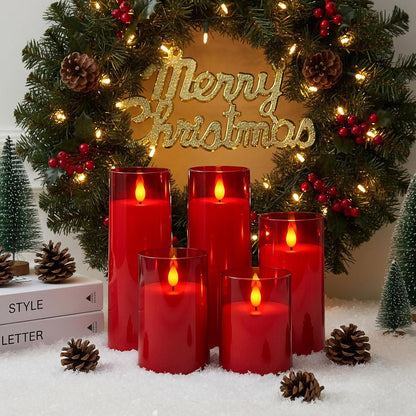 Raycare Flameless Candles Battery Operated with Remote Timer, Acrylic Flickering LED Pillar Candle for Christmas, Wedding, Home Decor, Gift for Family and Friend, White, Set of3