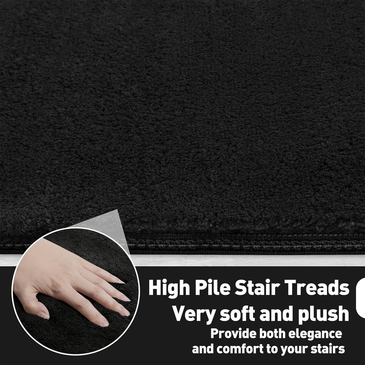 PURE ERA Carpet Stair Treads Ultra Plush 9.5" X 30"Soft Bullnose Indoor Stair Protectors Pet-Friendly Non-Slip Skid Resistant Tape Free Washable Reusable(2 Pieces,Brown)