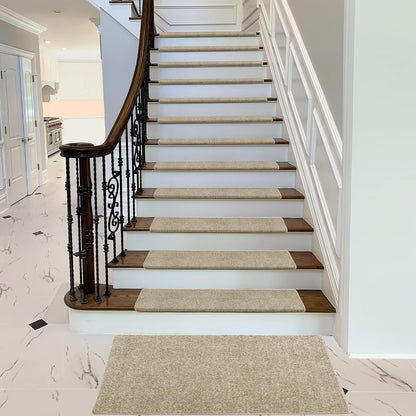 PURE ERA Carpet Stair Treads Tape Free Non Slip Indoor Stair Carpet Stair Protectors Pet-Friendly Non-Slip Skid Resistant Washable Reusable 8" x 30"(2 Pieces,Black)