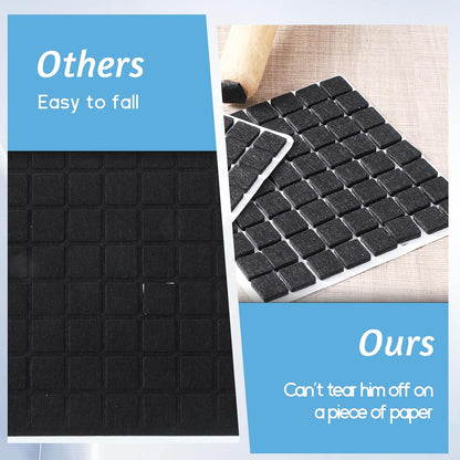128Pcs 3/4" Felt Furniture Pads Square Black Felt Pads for Chair Legs Square Pad 3/4 inch Self Adhesive Floor Protector Pad for Hardwood Floors, Anti Scratch, Furniture Feet