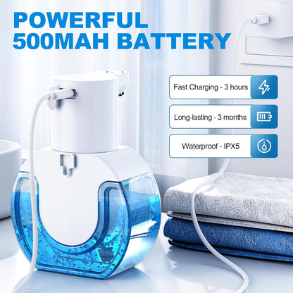 Automatic Foaming Soap Dispenser 15oz/420ml Foaming Hand Sanitizer Touchless Wall Mount with 4levels Adjustable Free Touch Electric Soap Dispenser Rechargeable with Sensor