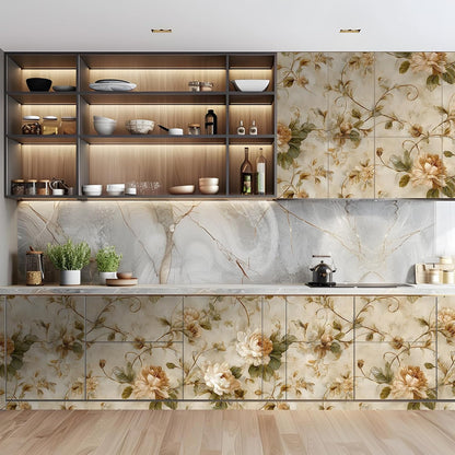 Peel and Stick Wallpaper, Soft Wildflower Botanical Contact Paper, PVC Vinyl Removable Wall Covering, Waterproof Easy-Clean, No Residue Renter Friendly, Neutral Decor, 39.4x17.3 in (Flowers2)