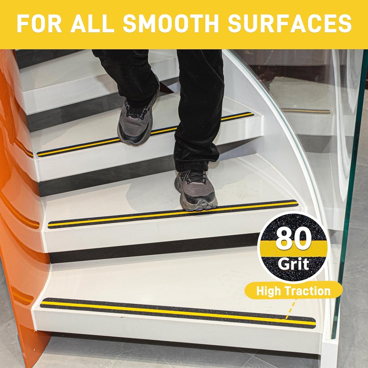 Lifegrip Anti Slip Tape, 4 Inch x 15 Foot Non-Slip Traction Grip Tape for Stairs, Waterproof Stair Treads Grip Non Slip, Non Skid Tape for Steps, Outdoor Black Grip Tape (4" X 15')