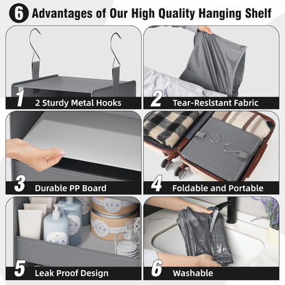 GRANNY SAYS 3-Shelf Hanging Closet Organizer and Storage, Collapsible Hanging Closet Shelves, Hanging Organizer for Closet & RV, Gray, 29 ½" H X 12" W X 12" D, 1-Pack