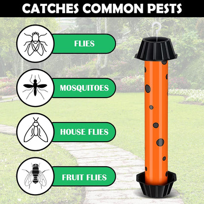12 Pcs Sticky Fly Trap Fly Stick Indoor Outdoor Long Lasting Adhesive Fly Catcher with Hanging Hook for Wasps Gnats Bugs Insects Moths Fruit Flies Mosquitoes Spiders Fleas (White)