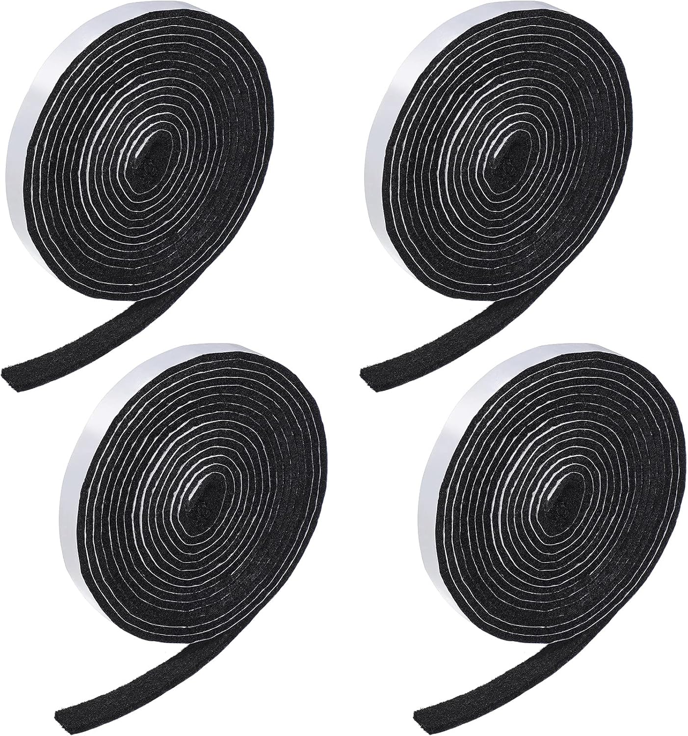 Zonon 4 Rolls 120 Inch Felt Strip with Adhesive Backing Felt Tapes Furniture Strip Rolls Self Stick Heavy Duty Polyester for Protecting Furniture and DIY Adhesive(Black,0.5 Inch)