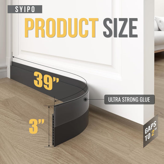 Door Draft Stopper for Huge Gap，3" W x 39" L Adjustable Widened Under Door Seal for Exterior/Interior Doors，Under Door Draft Blocker Soundproof/Insulator Door Sweep Weather Stripping，1 Pack White