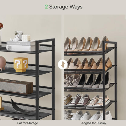 Nunsino Shoe Rack, Long Shoe Organizer,Max Holds 62 Pairs,10 Tier Metal Shoe Storage Shelf,5-Tier Stackable Shoes Organizer for Garage, Entryway,Black