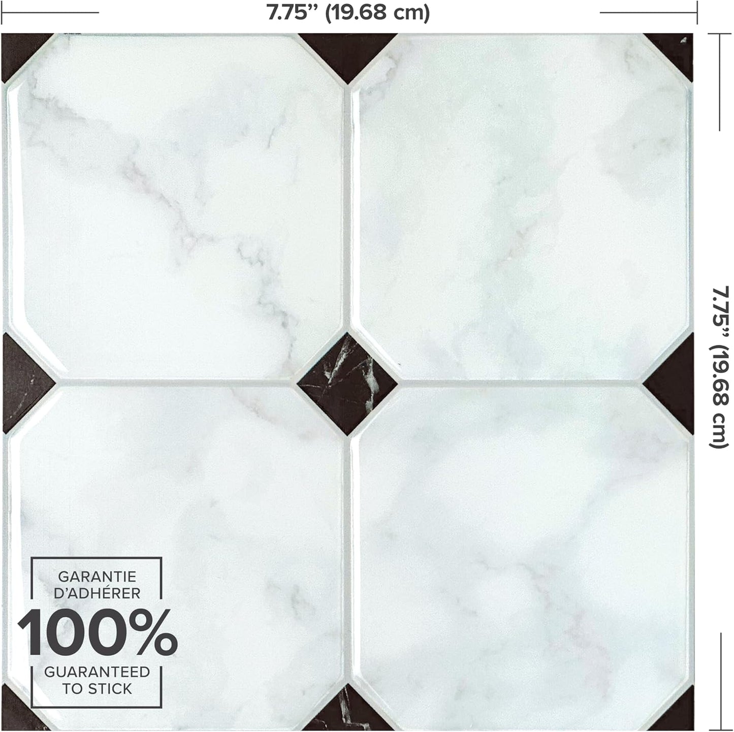 SMART TILES Peel and Stick Backsplash - 5 Sheets of 7,75" x 7,75" - 3D Adhesive Peel and Stick Tile Backsplash for Kitchen, Bathroom, Wall Tile, Checkered