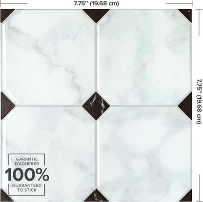 SMART TILES Peel and Stick Backsplash - 5 Sheets of 7,75" x 7,75" - 3D Adhesive Peel and Stick Tile Backsplash for Kitchen, Bathroom, Wall Tile, Checkered