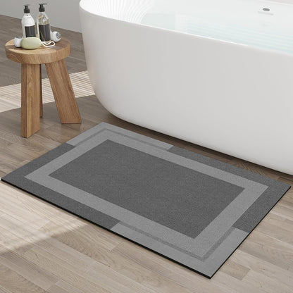 YDKGL Non Slip Bath Mat, Rubber Backing Ultra Thin Bathroom Rugs Fit Under Door Quick Dry Super Absorbent Washable Bath Rug Shower Mat for Bathroom Floor Bathtub Shower Sink, Easy Care Blue 16"x 24"