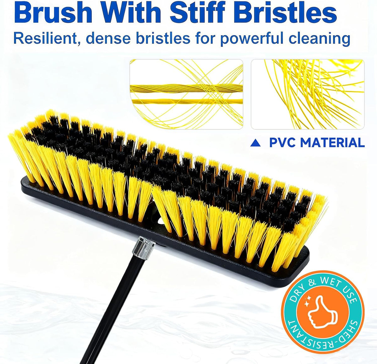 18 Inches Push Broom Outdoor- Heavy Duty Broom with 63" Long Handle,for Cleaning Outdoor or Indoor Tile, Garage, Floor, Deck