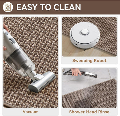 Door Mat 17"x30",Door Mat Indoor Entrance Dirt Resistant and Absorbent Non-Slip Rubber Backing Front Door Mats Washable Low-Profile Indoor Mats for Entryway, Inside Entrance Easy Clean Gray