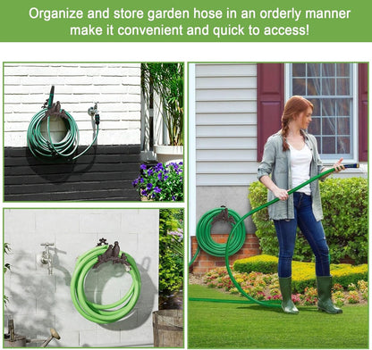 OwnMy Cast Iron Garden Hose Holder Heavy Duty Wall Mount Water Hose Reels Holder, Decorative Water Hose Hanger Garden Hose Storage Organizer Rack for Outdoor Lawn Yard, 10"L x 4.7"W x 6.5"H