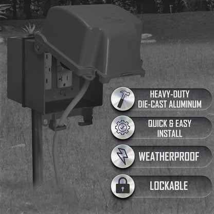 TayMac MX3200 RaynGuard Extra Duty Metal Weatherproof in-Use Cover, 1-Gang, Gray, 3.55 x 3.37 x 6.12 inches