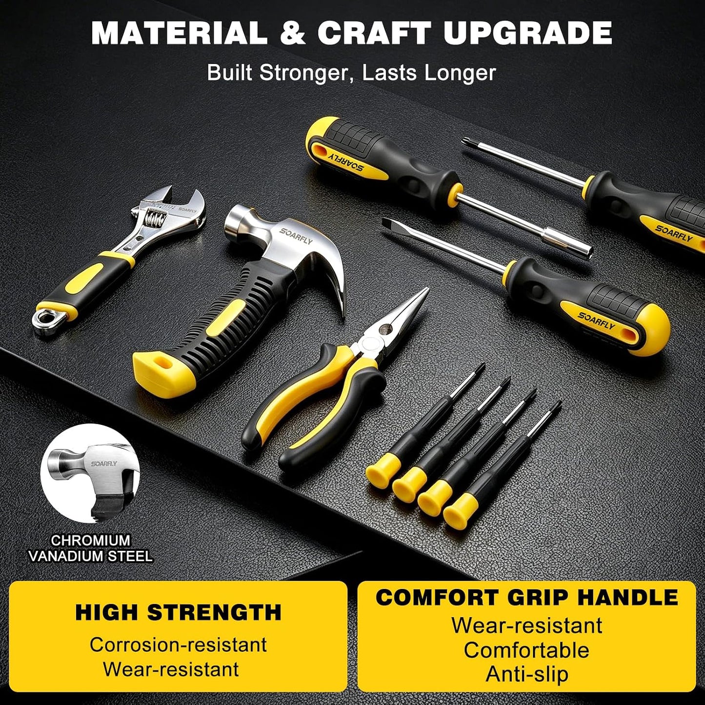 Upgraded 180 Piece Tool Set, Tool Kit with 8V Cordless Drill Set, General Household Hand Drill Kit for Men and Women, Plastic Storage Toolbox for DIYers, Home Maintenance and Everyday Repairs(Orange)